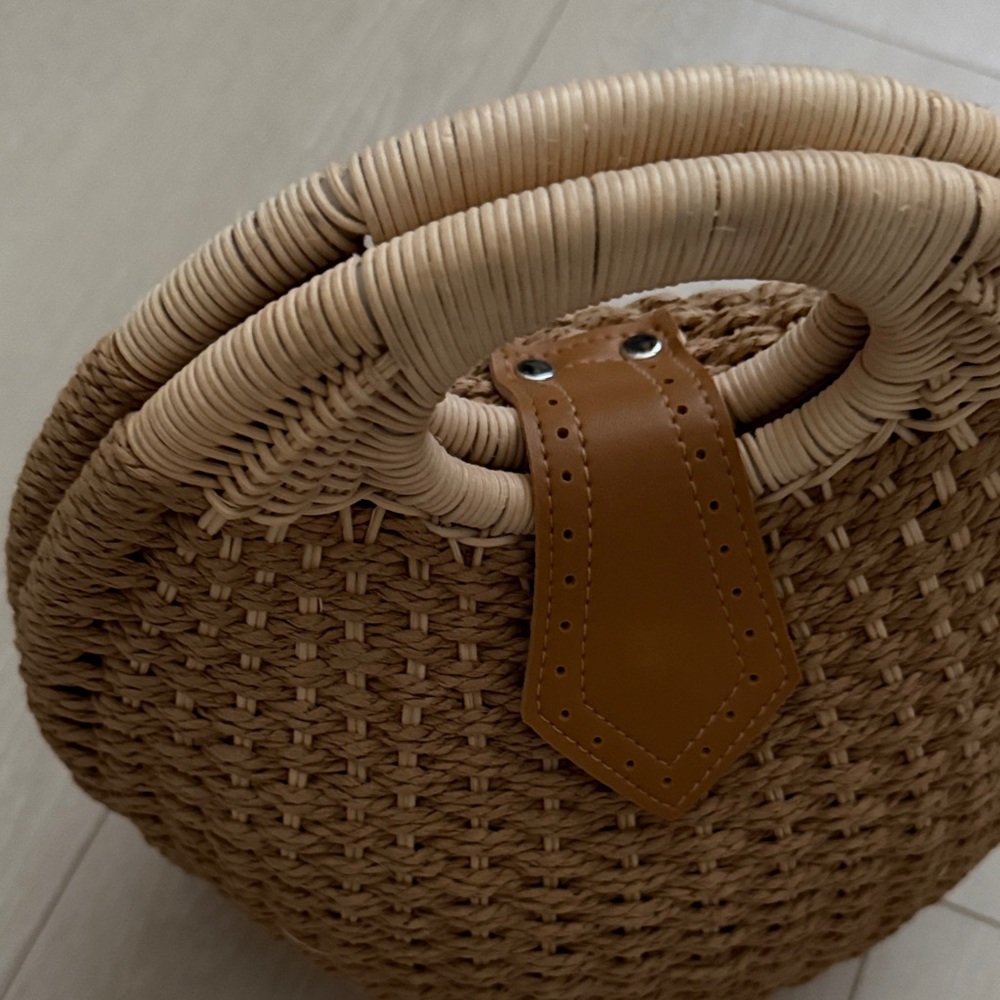 Rattan Brown Round Woven Mini Bag - Picture 10 of 11